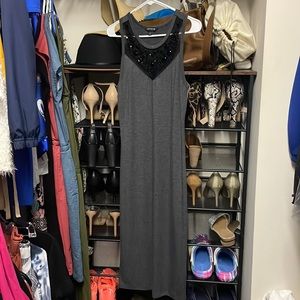 Express midi bodycon dress with front black lace & sequin detail